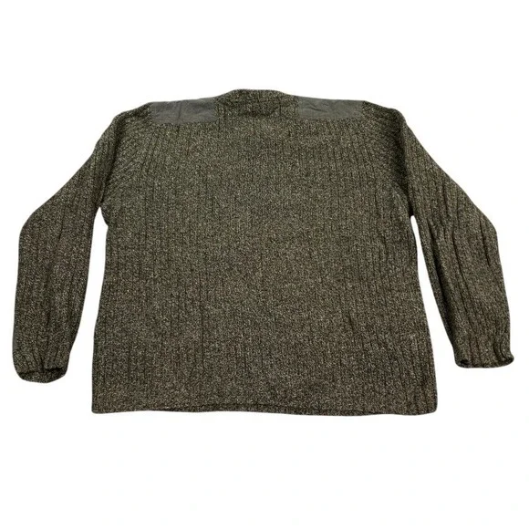 Eddie Bauer Sweater Mens Large Brown Pullover Military Crew Neck Elbow‎ Patches - Picture 2 of 11